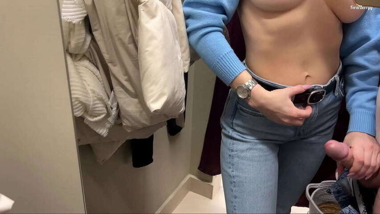 Cum Inside Me: Stepmom FeralBerryy's Real Creampie in the Fitting Room! - Fitting-Room Fuck, Uncut Cock, Public Blowjob.