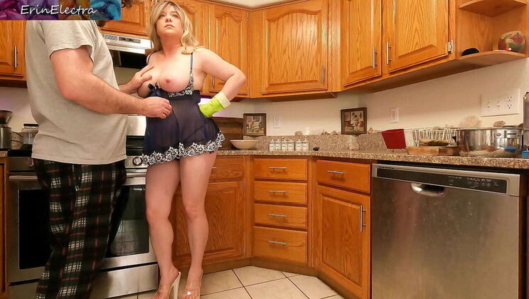 Stepmom Proves Her Sexiness to Stepson in the Kitchen