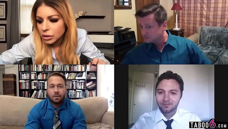 Big Boobs MILF Brooklyn Chase Surprised in Video Chat at Work