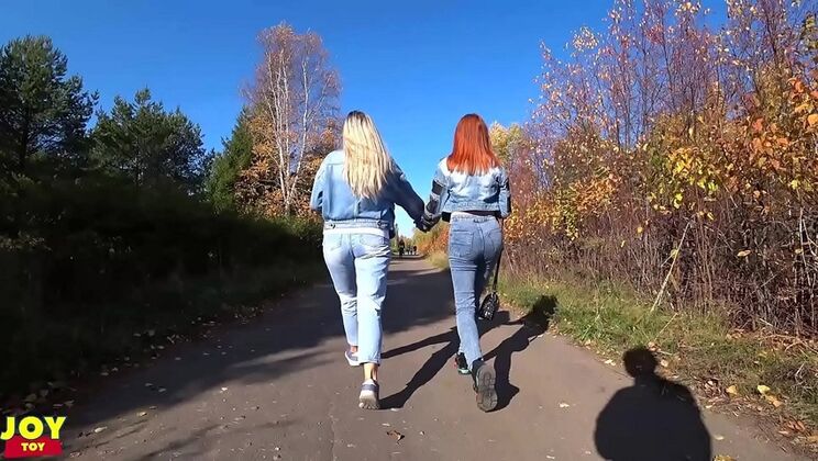 Two Hot Girls Play with Remote Vibrators in Public - Outdoor Fun with Letty & Ian