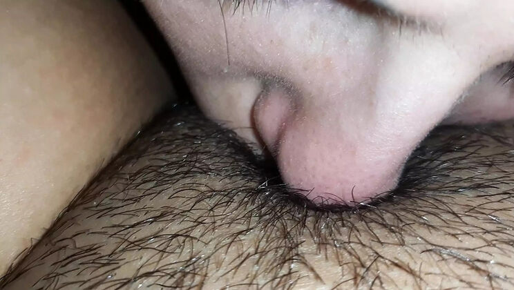 Lesbian Hairy Pussy Licking Close Up - Amateur POV Cunnilingus