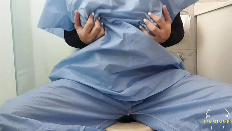 Naughty Nurse Gets Wet in Bathroom After Spotting Patient's Massive Cock - Mou Smith