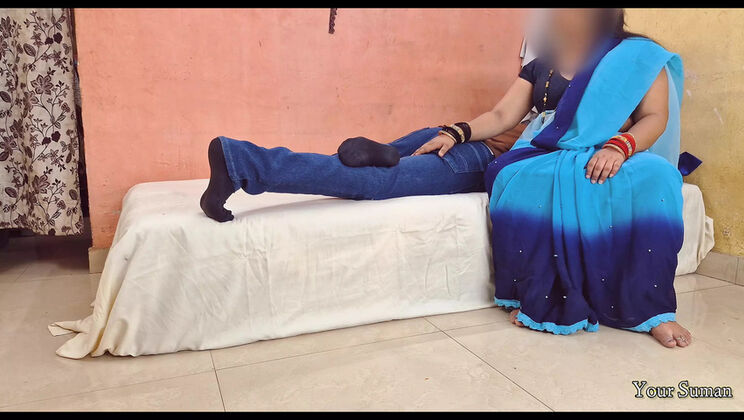 Stepmom Helps Stepson Relieve Stress with Hot Desi Sex - Indian MILF Blowjob & Cumshot