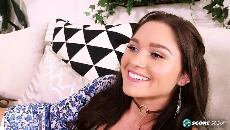 Flat Teen Zoe Bloom Shows Off Her Million-Dollar Smile in Cute Dress - Solo Masturbation in Kitchen