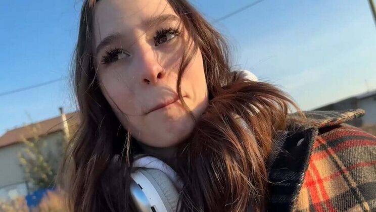 Hot Brunette Teen Loses Strip Hand Slap Game & Gets Wet POV Blowjob Outdoor