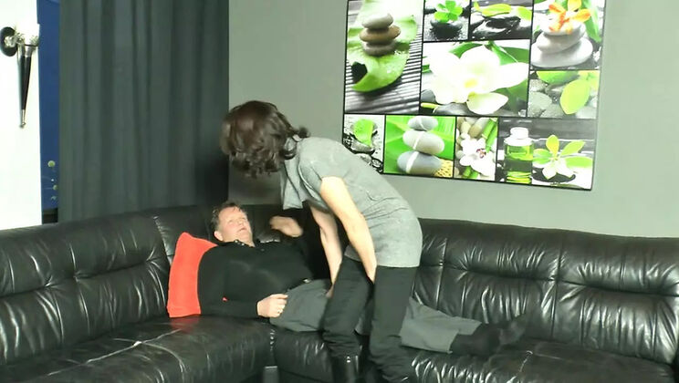 Hot Tattooed MILF with Big Tits Sucks and Fucks Huge Cock - Cum in Mouth