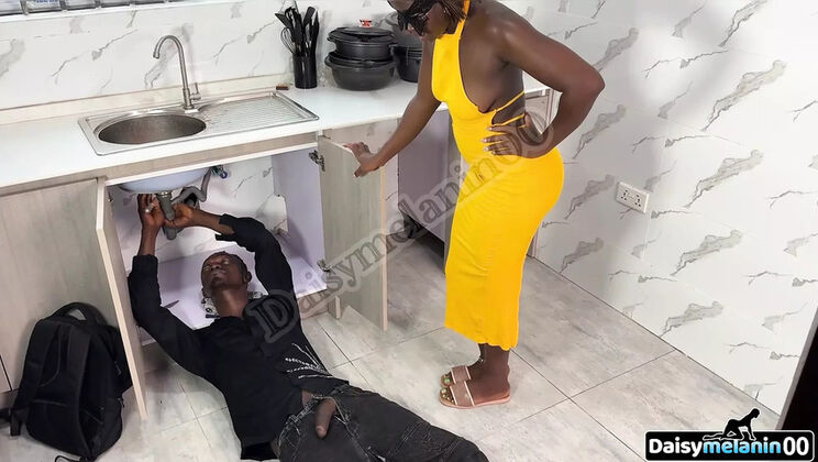 Hot Ebony Housewife Cheats with BBC Plumber - Doggy & Creamy Pussy