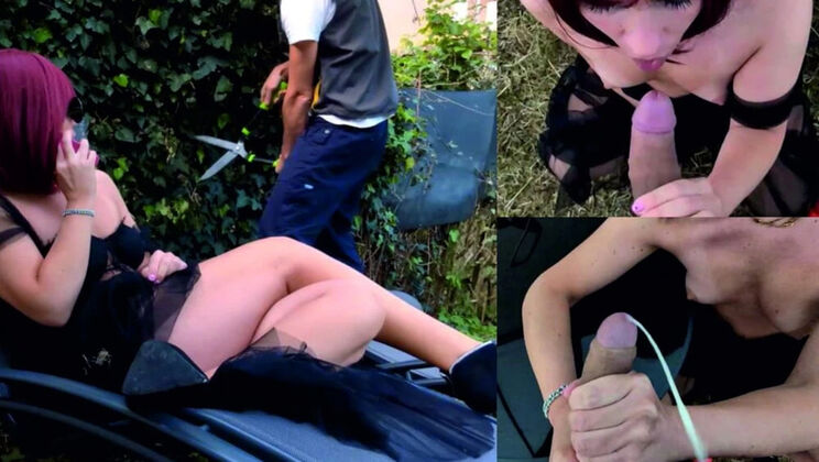 Hot Italian MILF cheats on hubby with gardener's huge cock in outdoor fuck