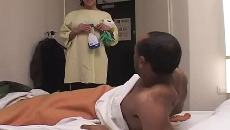 Hot French nurse takes anal threesome with BBC in hospital