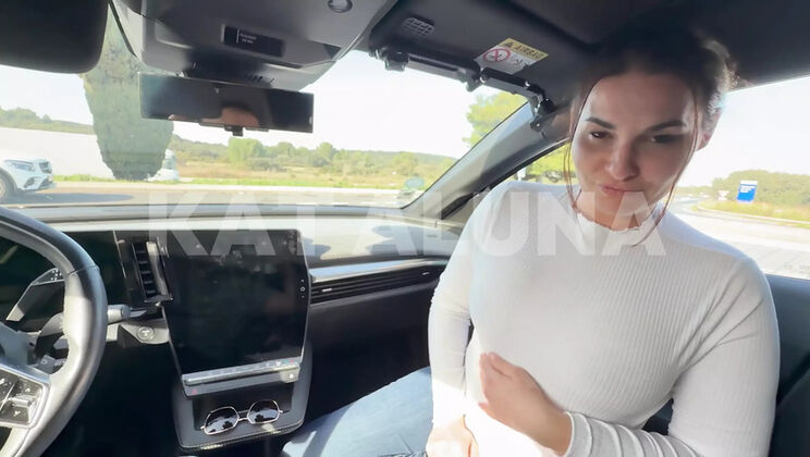 Brunette MILF With Big Tits Sucks Dick & Swallows Cum in Car - POV Blowjob