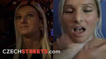 Hot Blonde Bartender Gives Amazing POV Blowjob in Public - Vanessa Jordin