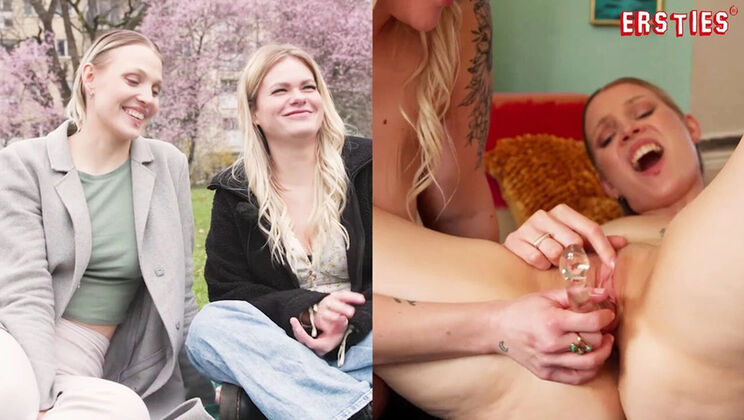 Blonde Lesbians Nina & Emma - Real Date Turns Hot with Anal Fingering & Moaning