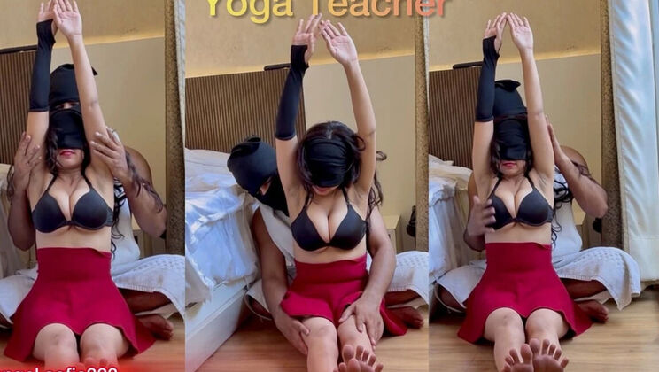 Hot Indian Yoga Teacher Fucks Sexy Fitness Girl in Class - Desi MILF Cheating on Husband