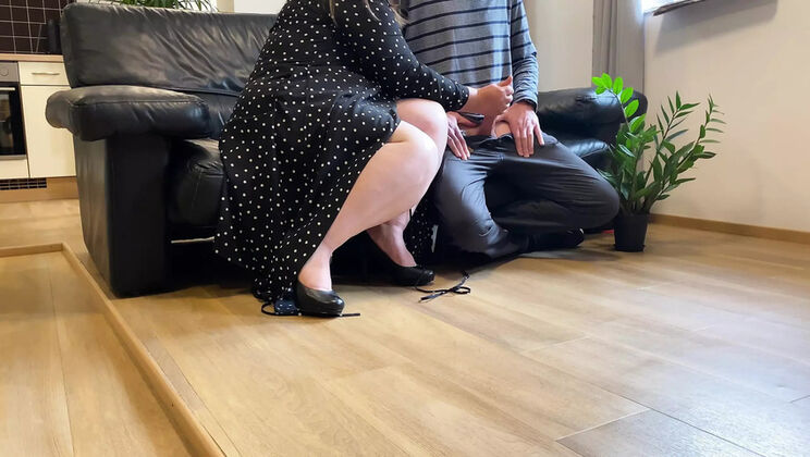 Stepmom with huge natural tits gives handjob and cumshot - OurFetishLife