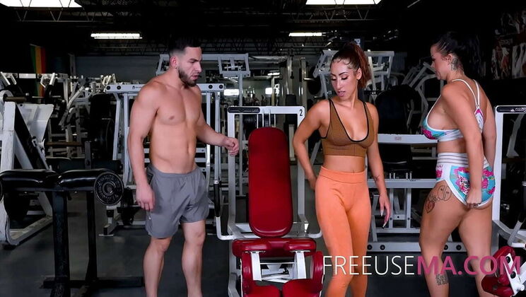 Hot MILF Nadia White & Kira Perez Get Used in Gym - Freeuse Fantasy