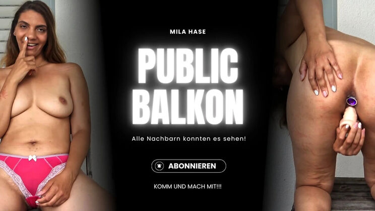 Hot German Mila Hase Fucks Neighbor on Balcony - Public Anal & Dirty Talk