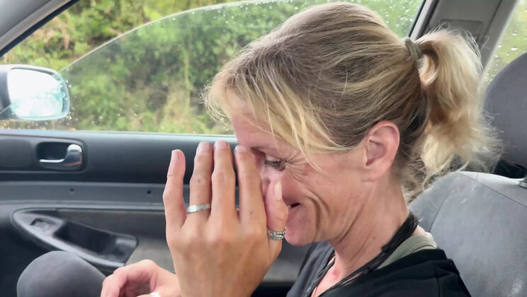 Hot Blonde MILF Gives Accidental Car Blowjob - Cum in Mouth & Outdoor Sex