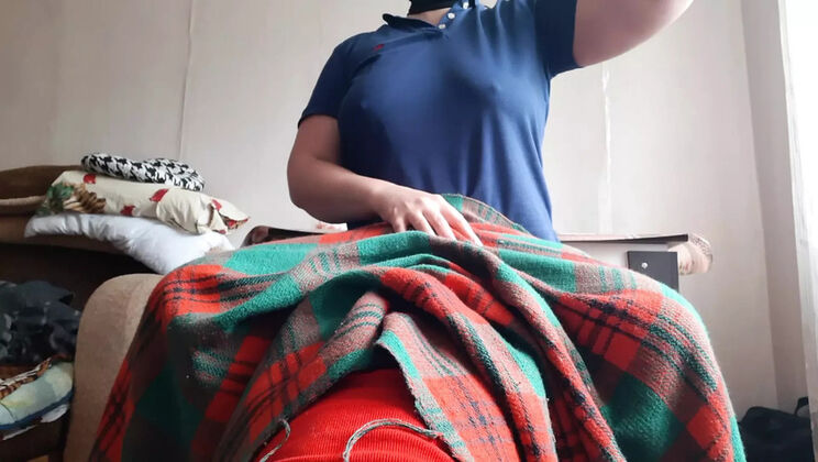 Shy Stepsister Eats Pussy Under Blanket - Lesbian Moaning & Cum in Mouth