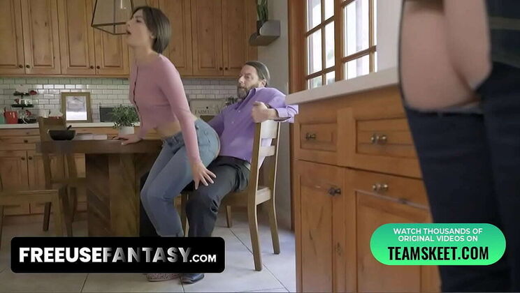 Stepdaughter & Wife Threesome - Hardcore Free Use Fuck with Blowjob & Cumshot