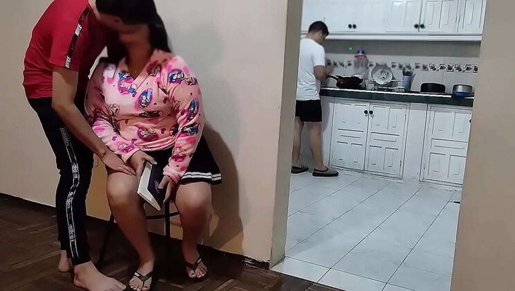 Horny Teen Niece Fucks Uncle in Kitchen Almost Caught - Big Tits Blowjob Orgasm
