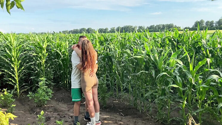 Stepbrother fucks stepsister hard in cornfield public sex with big natural tits