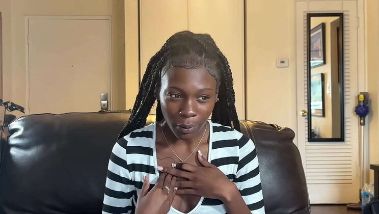 Amateur Ebony Teen Coco Mercedes First Interracial Casting with White Guy - Creamy Pussy Facial Cumshot