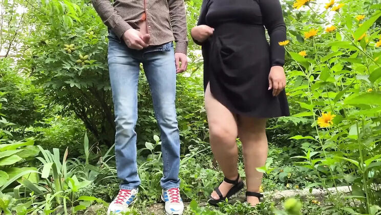 Mom-In-Law Fingers Her Wet Hole & Makes Me Cum Outside