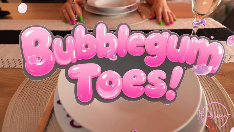 Blonde MILF Under Table Footjob Cum on Feet - Bubblegumtoes Long Toenails HD