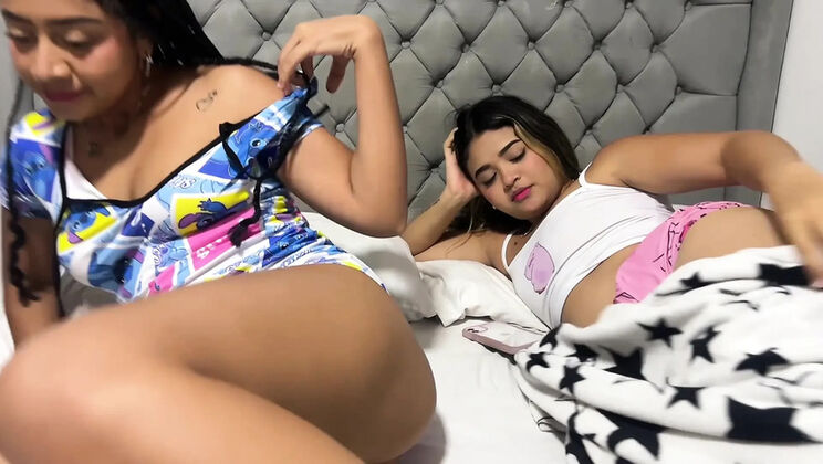 Amateur Latina Sleepover Turns Wild - Yohamedi & Bridney Star Scissoring and Real Orgasm