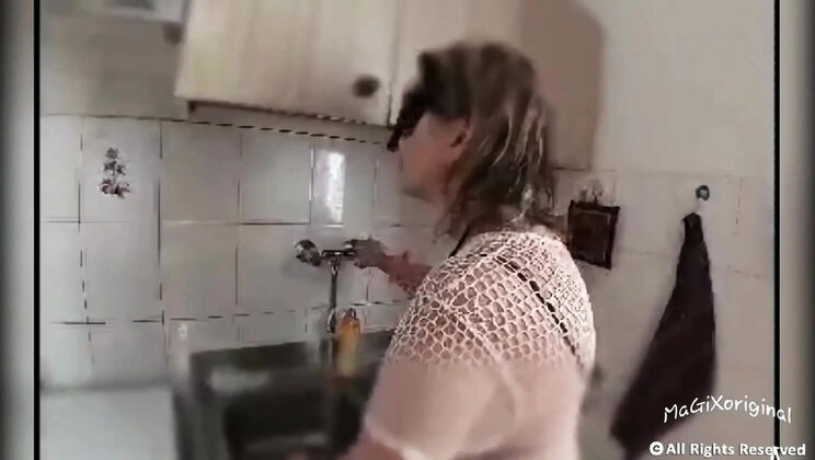 Blondie2307 Fucks Her Godson's Big Cock and Takes Cum in Mouth