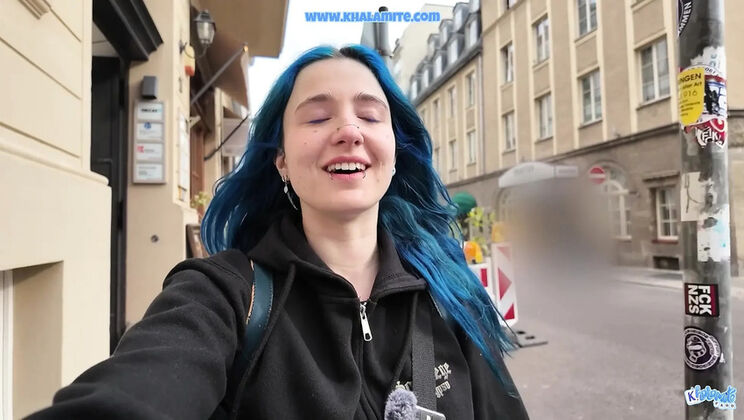 French Threesome with Blue Hair Amateur - Homemade Berlin Vlog Fuck