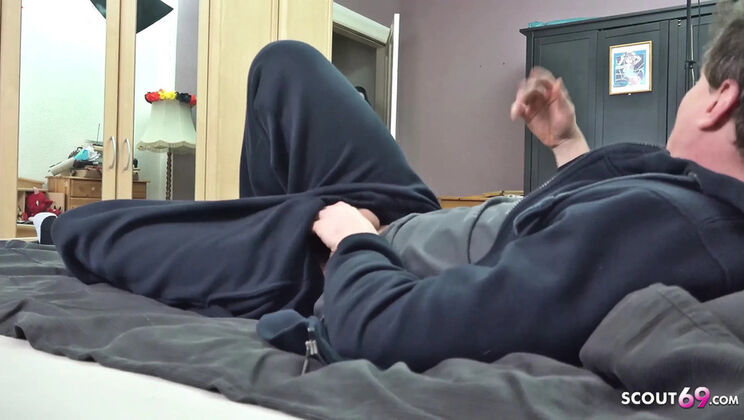 German Step-Sister Marie Catches Bro Masturbating & Gives Handjob Blowjob Cumshot