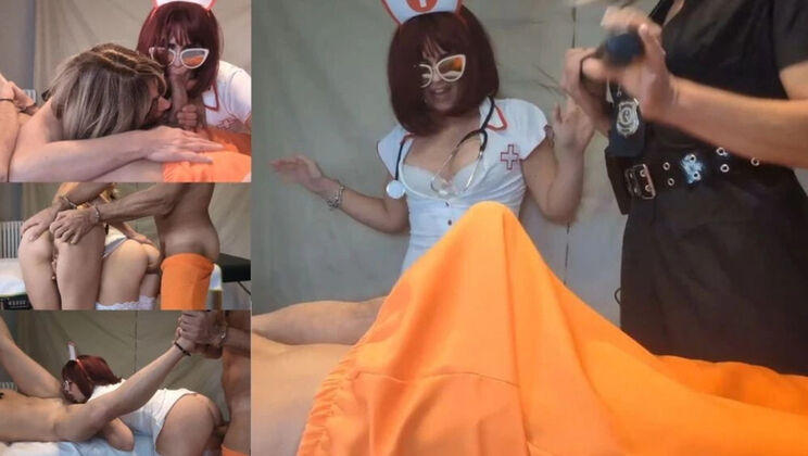 Hot Italian Threesome FFM: Sexy Nurse & Lady Doctor Fuck Prisoner in Hospital