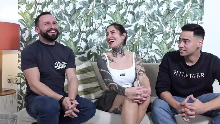 Amateur Brunette Lara Croft Dares Double Penetration Doggy Style with Huge Tits