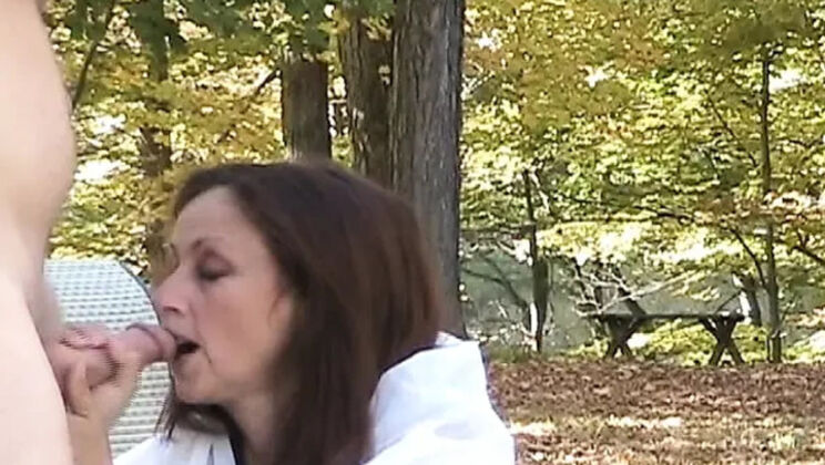 Mature MILF Candi Annie Outdoor Photo Shoot Turns Hardcore with Cum in Mouth