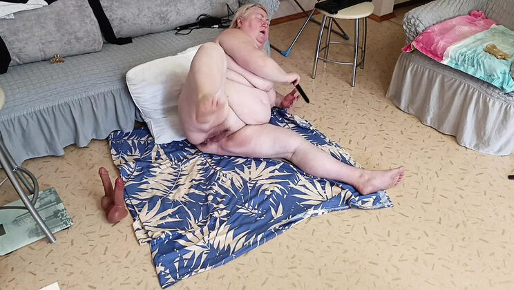 Hairy Pussy MILF Neighbor Squeezes Big Natural Tits While Masturbating With Vibrator