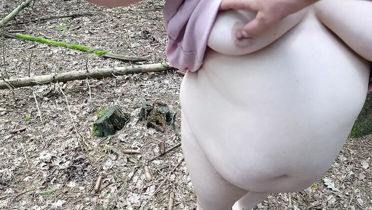 German Stepsister Naked Forest Walk Almost Caught Hairy Pussy Fingering