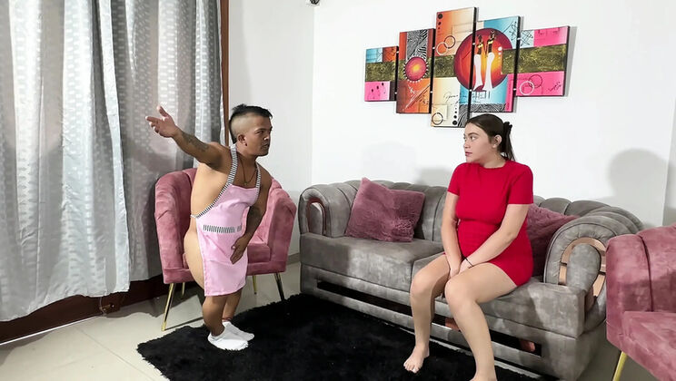 Petite Latina Stepbrother Fucks Me After I See Him Cleaning in Little Clothing - Horny Amateur Taboo