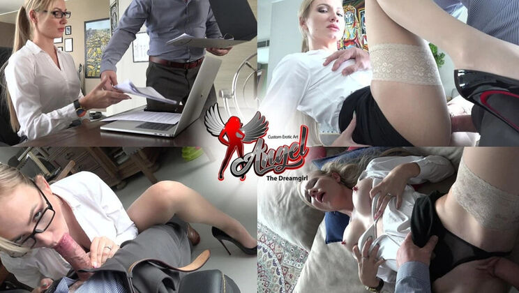 Blonde Teacher Angel The Dreamgirl Addicted To Blowjob In See Through White Blouse