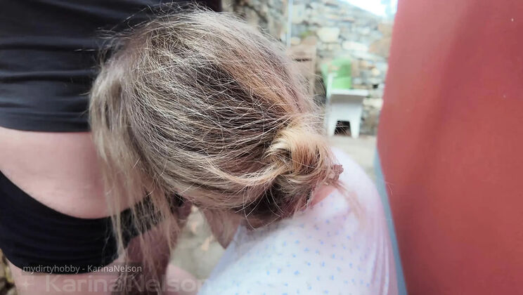 Karina Nelson Dildo Masturbation Hiking then Stranger Blowjob Cum in Mouth Outdoor Public Sex