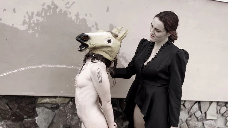 Mistress Zeida Icy Shower Lezdom - Ponygirl Slave Freeze Washing BDSM