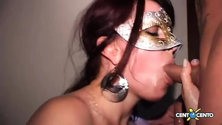 Italian MILF Brunette Takes Giant Cock in Masked Anal Blowjob Orgy - Full Movie HD