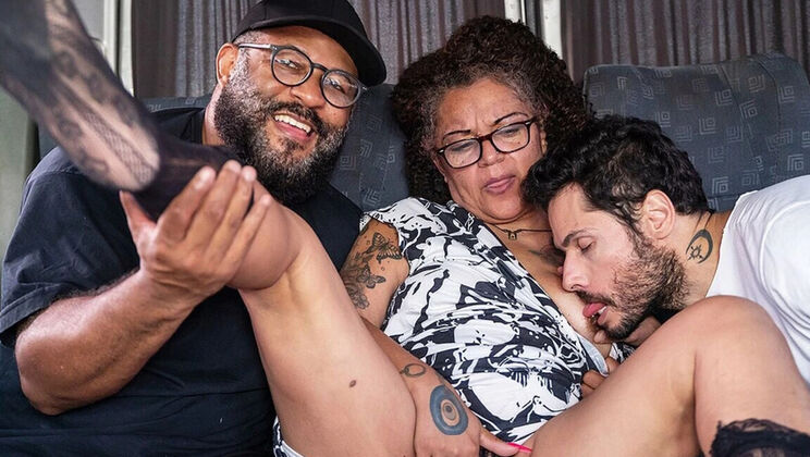 Curvy Granny Threesome Fucked Hard in Moving Van - Jay Brown