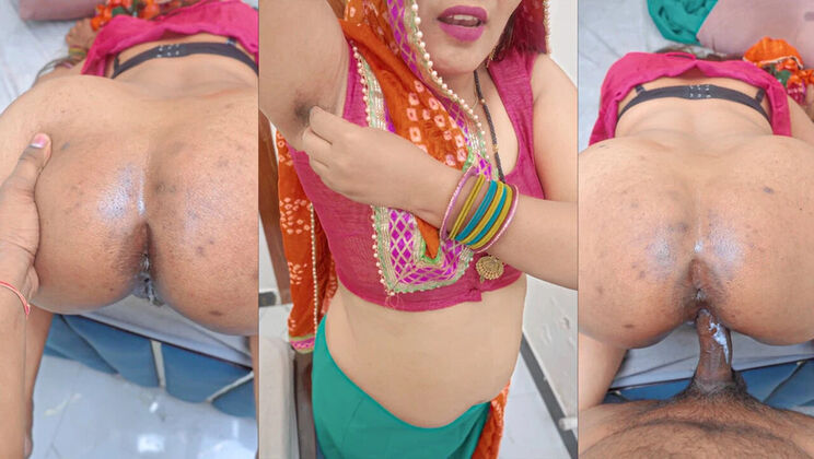 Desi Village Aunty Shaves Hairy Pussy Then Gets Fucked Hard Doggy Style - Extreme Close Up Asshole & Big Ass View