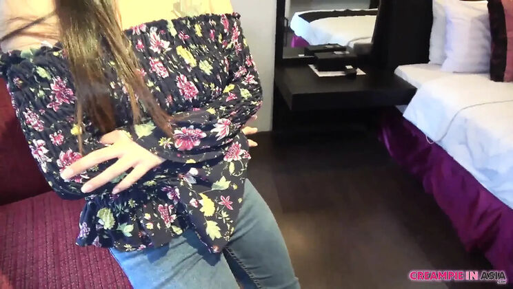 Asian Brunette Babe Gets Surprise Creampie - Amateur Homemade HD