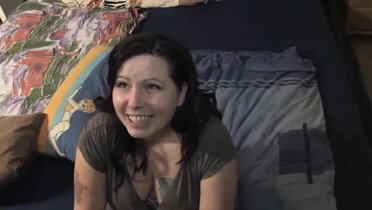 German Amateur Brunette with Big Natural Tits Gives Blowjob After Disco