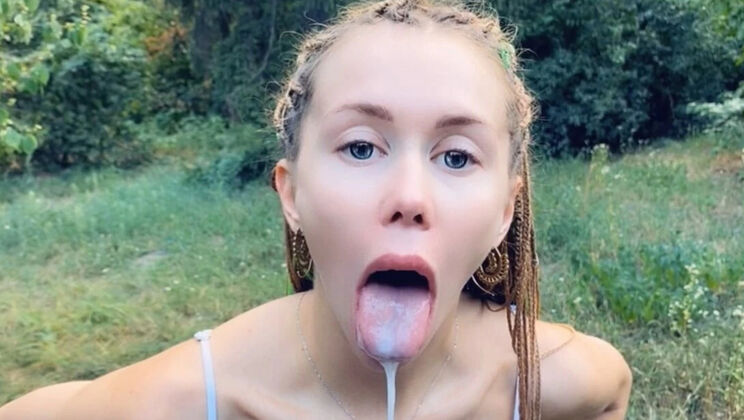 Mia Bandini Gives Quick Outdoor Blowjob POV - Cute Petite Ukrainian Girl Sucks Deep Throat