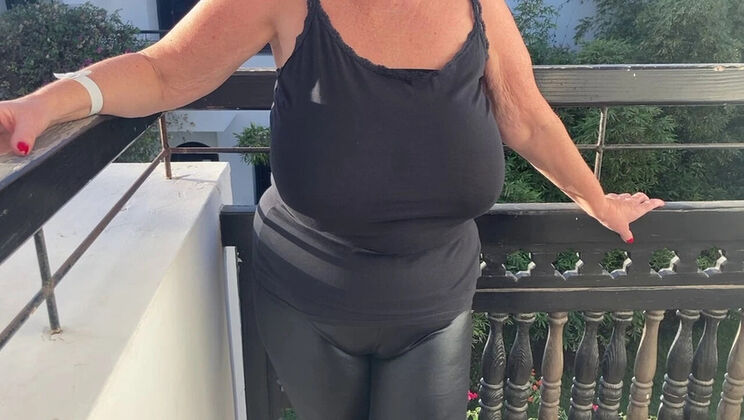 Mature British Granny Shows Big Natural Tits & Feet in High Heels for Party Night