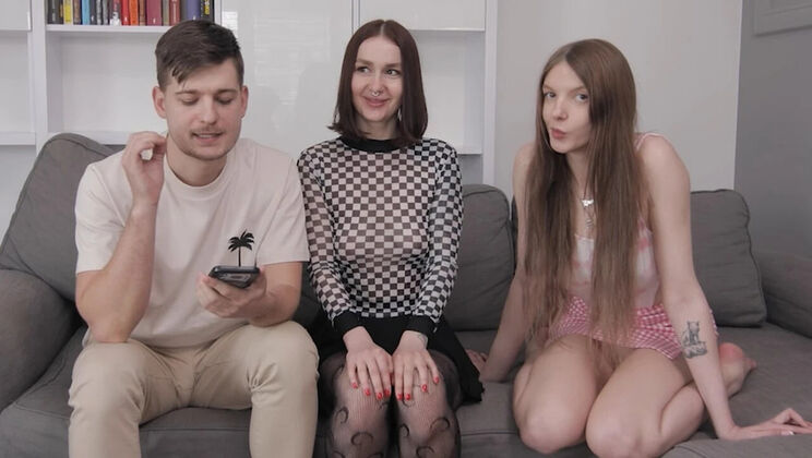 Big Tits Teen Threesome Game: Strip Rock Paper Scissors with Kleo Kain & Mini Elfie