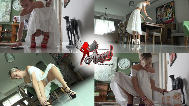 Innocent Blonde Beauty Angel Solo in Purple Heels - Amateur 4K Virgin Squatting